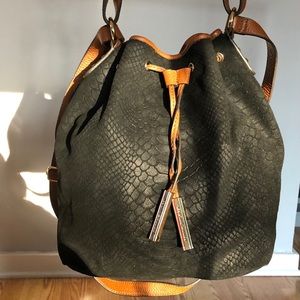 Tommy Hilfiger Black Leather Bucket Drawst…